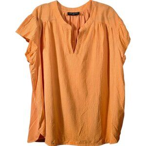 Lane Bryant 22/24 Blouse Mixed Media Eyelet Collar Short Sleeve NWT